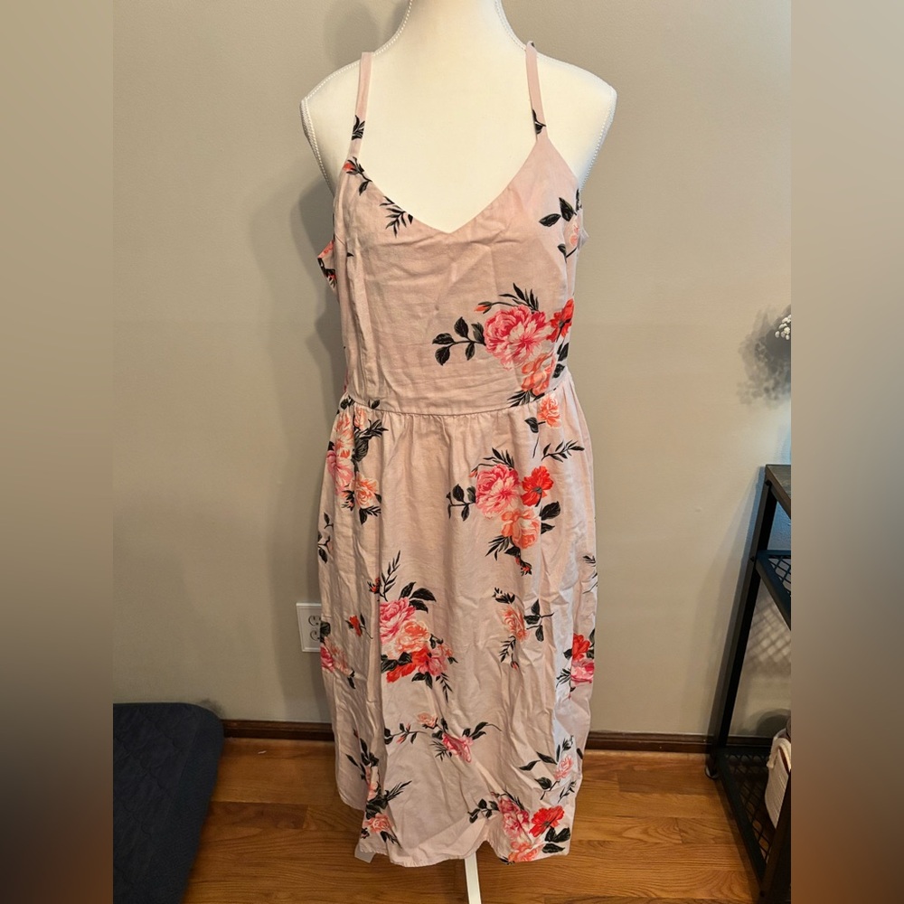 Old Navy Pink Floral Midi Dress